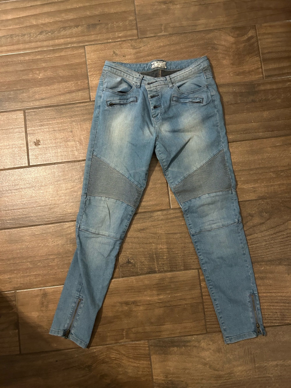 Free People Light Blue Skinny Moto Jeans